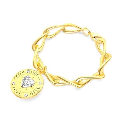 Bracelet Devinez Femmes Big Cahin Coing Ubb70004-S Acier 15 Cm. 25 Mm Pièce En Plaqué Or. Swarosvki