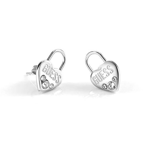 Boucled?Oreille Guess Lock Me Up Ube20054 Verrouillage Coeur En Acier Inoxydable Plaqué Rhodium Cristaux Swarovski