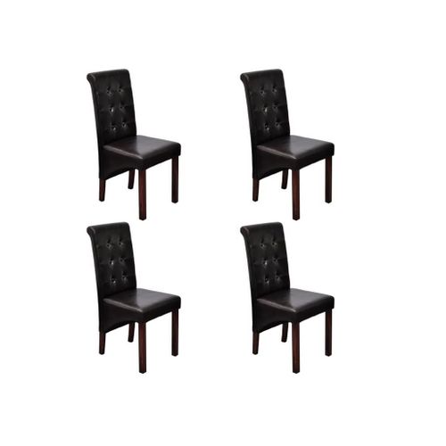 Chaises De Salle À Manger 4 Pcs Marron Similicuir