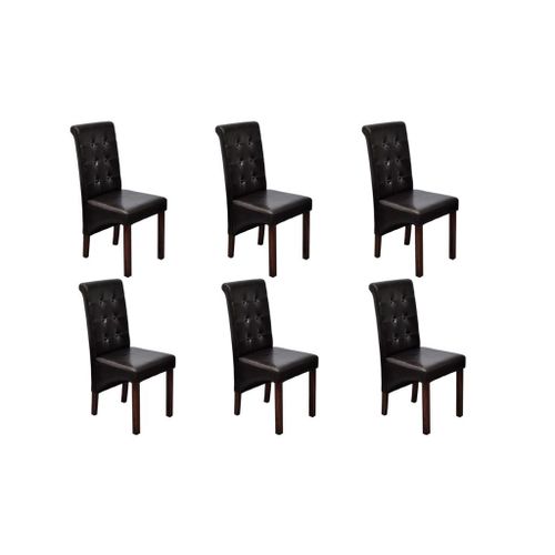Chaises De Salle À Manger 6 Pcs Marron Similicuir