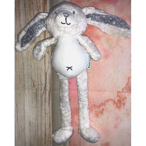 Doudou Lapin Little Dutch Tiamo Collection Blanc Bleu Feuillage Jouet Bebe Naissance Peluche Éveil Enfant Soft Toys