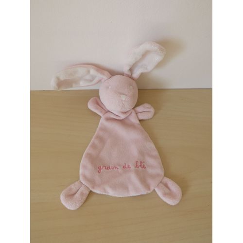Doudou Lapin Rose Fleurs Grain De Blé