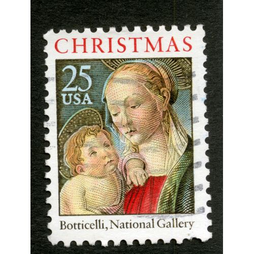 Timbre Oblitéré Usa 25, Christmas, Botticelli, National Gallery
