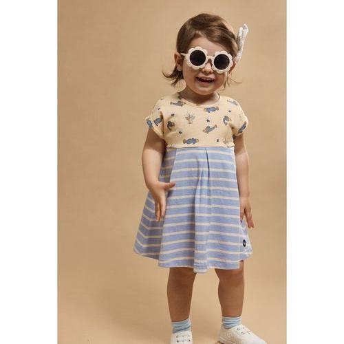 Robe Manches Courtes Baby - Coton Enfant Marmo/Bleu Lavande E24 12 Mois