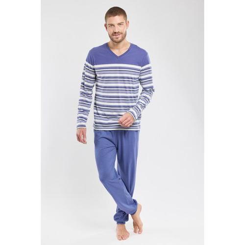 Pyjama Rayé - Coton Léger Homme Skipper/ Blanc/ Banana L