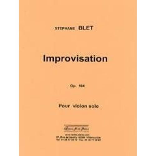 Improvisation Opus 184 Pour Violon Solo