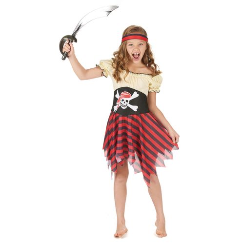 Déguisement Pirate Jaune Et Rouge Fille - Taille: S 4-6 Ans (110-120 Cm)