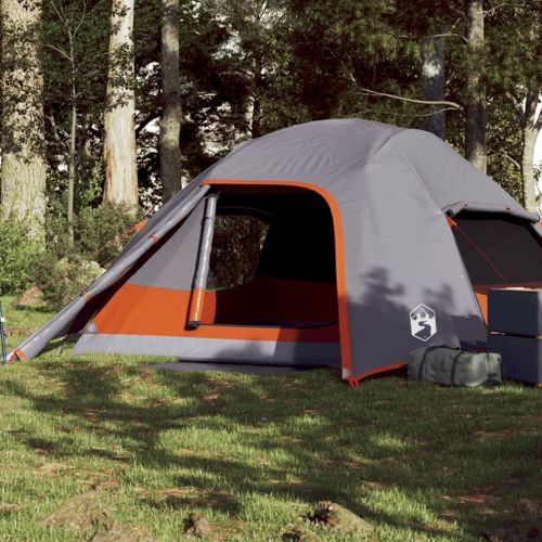 Vidaxl Tente De Camping À Dôme 4 Personnes Gris Et Orange Imperméable