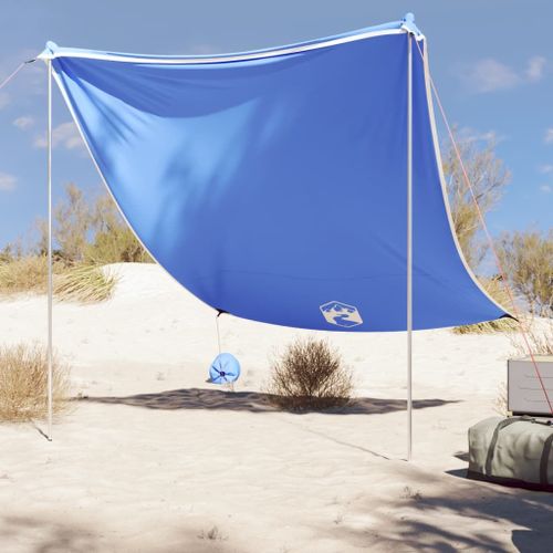 Vidaxl Auvent De Plage Avec Ancres De Sable Bleu 214x236 Cm