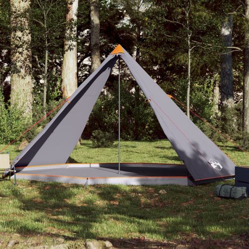 Vidaxl Tente Familiale Tipi 8 Personnes Gris Et Orange Imperméable