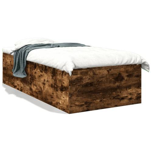 Vidaxl Cadre De Lit Chêne Fumé 90x190 Cm Bois D'ingénierie