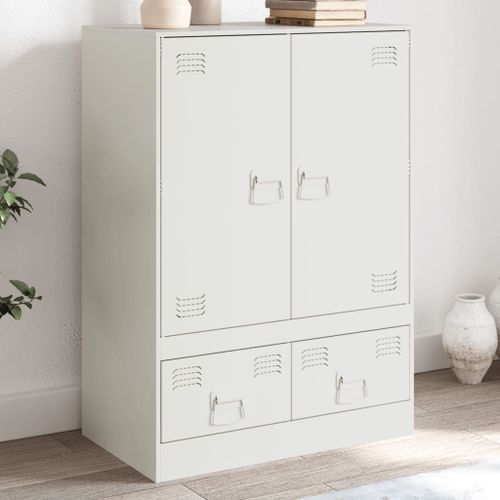 Vidaxl Buffet Haut Blanc 67x39x95 Cm Acier