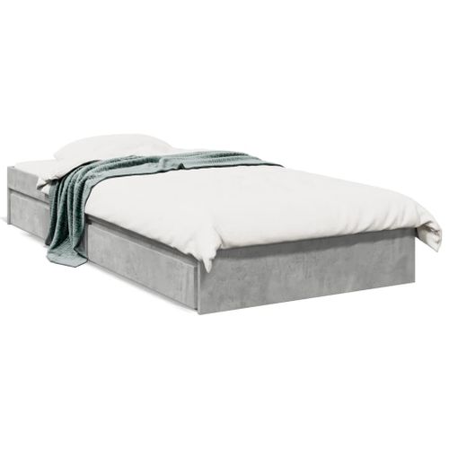Vidaxl Cadre De Lit Avec Tiroirs Sans Matelas Gris Béton 90x190 Cm