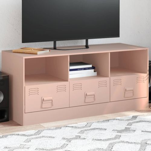 Vidaxl Meuble Tv Rose 99x39x44 Cm Acier
