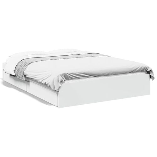 Vidaxl Cadre De Lit Avec Tiroirs Blanc 140x190cm Bois D'ingénierie