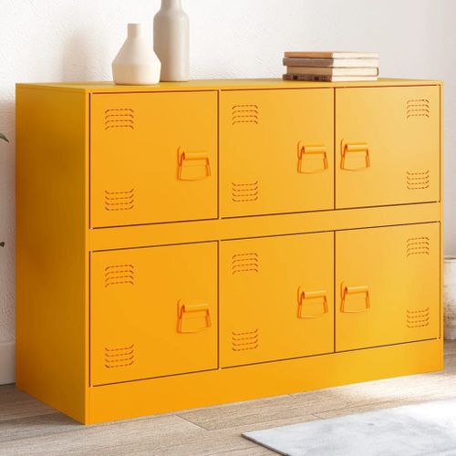 Vidaxl Buffet Jaune Moutarde 99x39x73 Cm Acier