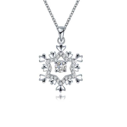 Collier Femme Flocon De Neige Orné De Cristal Swarovski Blanc - Crystal Pearl Cry E841 J Unique