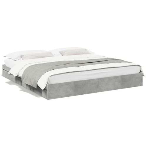 Vidaxl Cadre De Lit Avec Tiroirs Sans Matelas Gris Béton 180x200 Cm