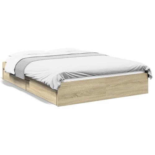 Vidaxl Cadre De Lit Avec Tiroirs Sans Matelas Chêne Sonoma 120x200 Cm