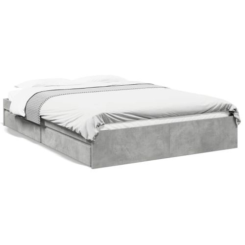 Vidaxl Cadre De Lit Avec Tiroirs Sans Matelas Gris Béton 150x200 Cm