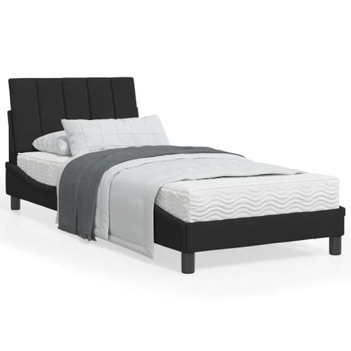 Vidaxl Lit Avec Matelas Noir 90x200 Cm Velours