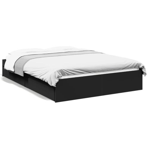 Vidaxl Cadre De Lit Avec Tiroirs Sans Matelas Noir 120x190 Cm