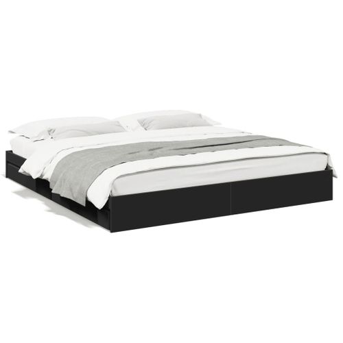 Vidaxl Cadre De Lit Avec Tiroirs Sans Matelas Noir 200x200 Cm