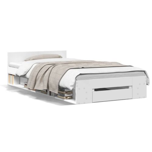 Vidaxl Cadre De Lit Avec Tiroir Sans Matelas Blanc 90x200 Cm