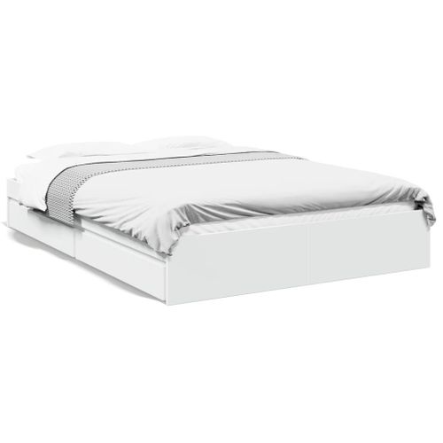 Vidaxl Cadre De Lit Avec Tiroirs Sans Matelas Blanc 150x200 Cm