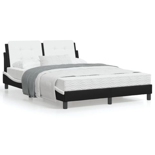 Vidaxl Cadre De Lit Avec Lumières Led Noir Blanc 140x200 Cm Similicuir