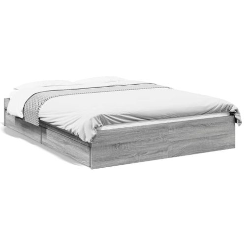 Vidaxl Cadre De Lit Avec Tiroirs Sans Matelas Sonoma Gris 140x190 Cm
