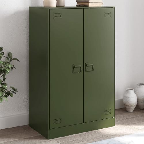 Vidaxl Buffet Vert Olive 67x39x107 Cm Acier