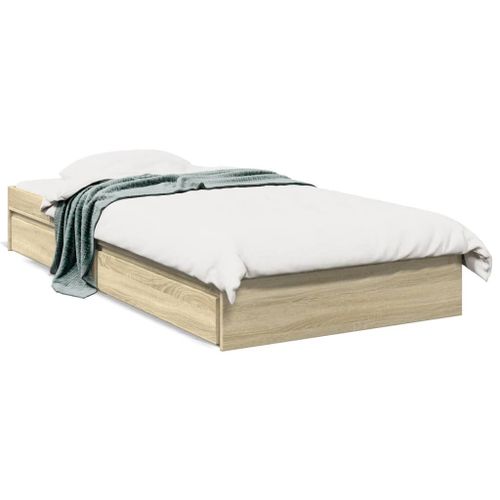 Vidaxl Cadre De Lit Avec Tiroirs Sans Matelas Chêne Sonoma 100x200 Cm