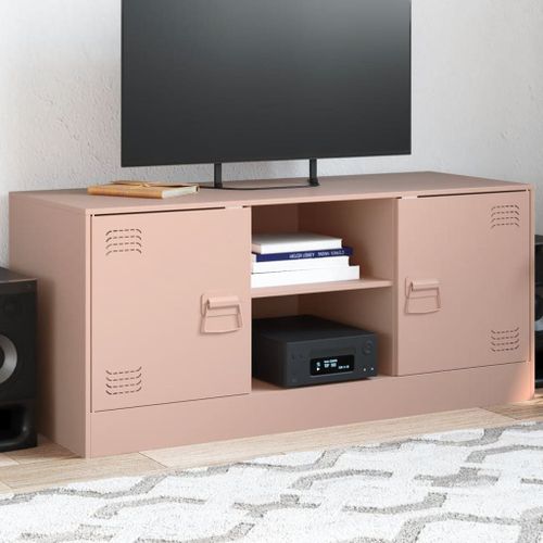 Vidaxl Meuble Tv Rose 99x39x44 Cm Acier