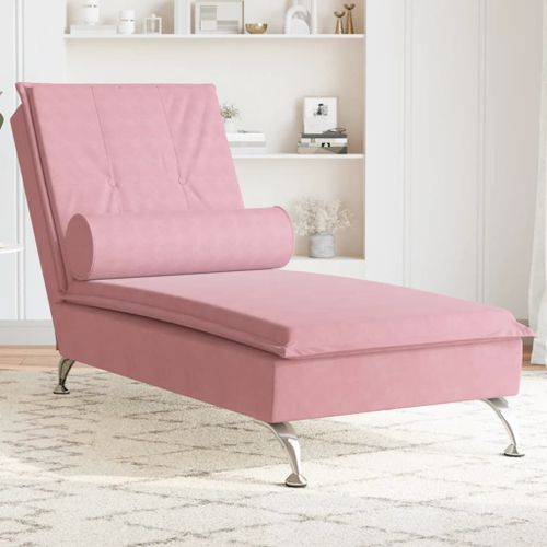 Vidaxl Chaise Longue De Massage Avec Traversin Rose Velours