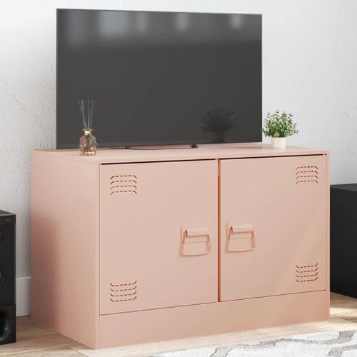 Vidaxl Meuble Tv Rose 67x39x44 Cm Acier