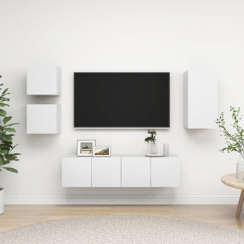 Vidaxl Ensemble De Meuble Tv 5 Pcs Blanc Bois D'ingénierie