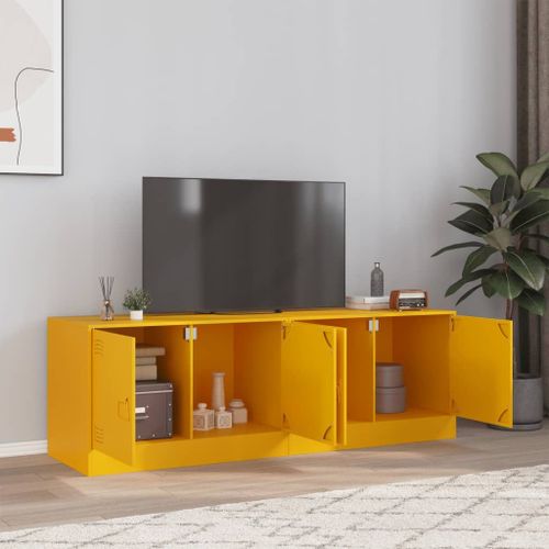 Vidaxl Meubles Tv 2 Pcs Jaune Moutarde 67x39x44 Cm Acier