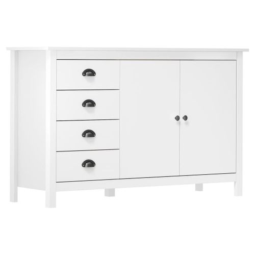 Vidaxl Buffet Hill Blanc 130x40x80 Cm Bois De Pin Solide