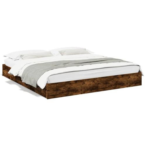 Vidaxl Cadre De Lit Avec Tiroirs Sans Matelas Chêne Fumé 200x200 Cm