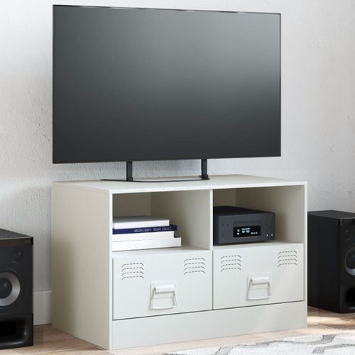 Vidaxl Meuble Tv Blanc 67x39x44 Cm Acier