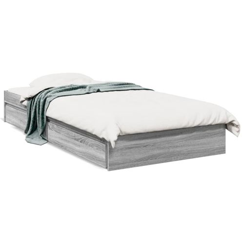 Vidaxl Cadre De Lit Avec Tiroirs Sans Matelas Sonoma Gris 90x190 Cm
