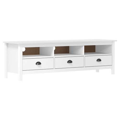 Vidaxl Meuble Tv Hill Range Blanc 158x40x47 Cm Bois De Pin Solide