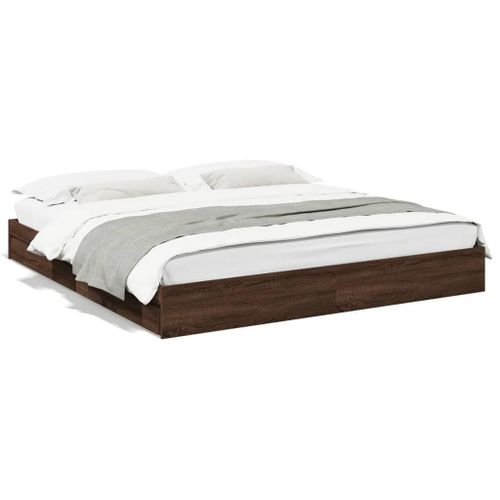 Vidaxl Cadre De Lit Avec Tiroirs Sans Matelas Chêne Marron 200x200 Cm