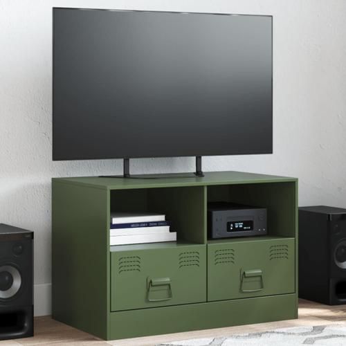 Vidaxl Meuble Tv Vert Olive 67x39x44 Cm Acier