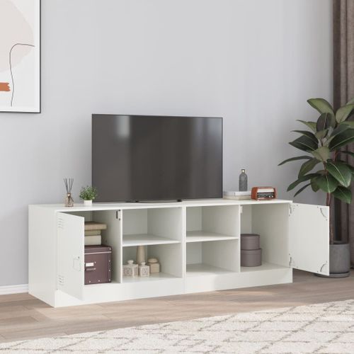 Vidaxl Meubles Tv 2 Pcs Blanc 67x39x44 Cm Acier