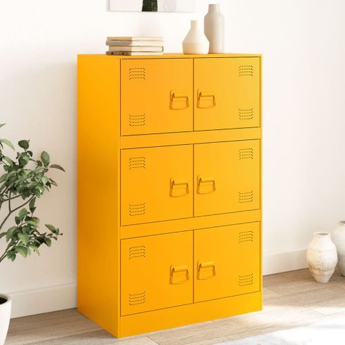 Vidaxl Buffet Jaune Moutarde 67x39x107 Cm Acier