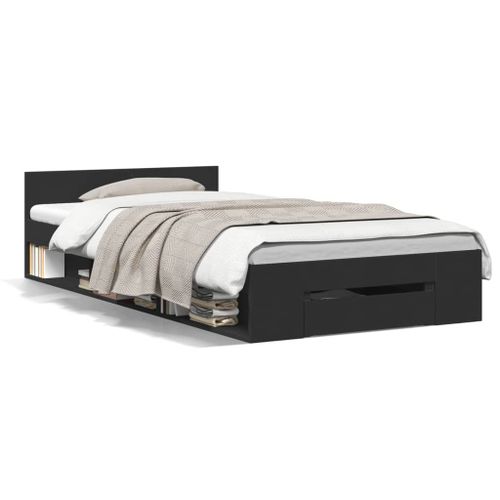 Vidaxl Cadre De Lit Avec Tiroir Sans Matelas Noir 90x200 Cm