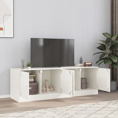 Vidaxl Meubles Tv 2 Pcs Blanc 67x39x44 Cm Acier