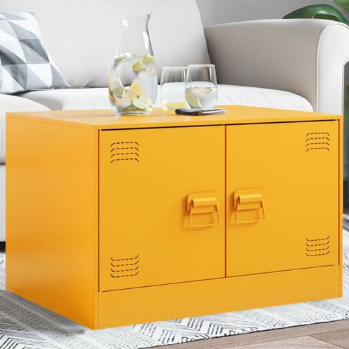 Vidaxl Table Basse Jaune Moutarde 67x50x44 Cm Acier